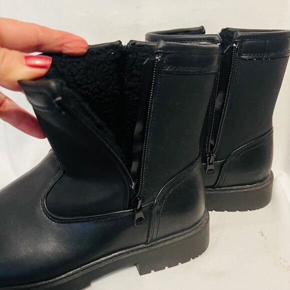 Thermal King-Haband's Men's Size 8D Faux Fur Insulated Boots-Black-Zip Each Side - Picture 7 of 16